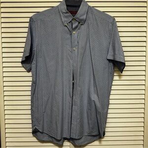 Saks Fifth Avenue Men's Blue Short Sleeve button down Shirt